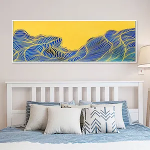 北欧抽象颜色蓝色黄色帆布绘画海报和打印独特的装饰墙艺术图片为客厅卧室