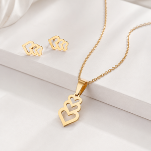 Nuevo Conjunto de Joyería de Moda para Novia, Collar y Aretes con Colgante de Espina de Pescado, Ala de Caballo y Flor, en Acero Inoxidable Dorado, para Mujer - Product Image 3