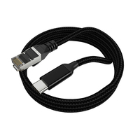 Kabel jaringan Tipe C ke RJ45, rangka Aloi aluminium, pengisian cepat untuk komputer IOS & kamera, Earphone jaket nilon