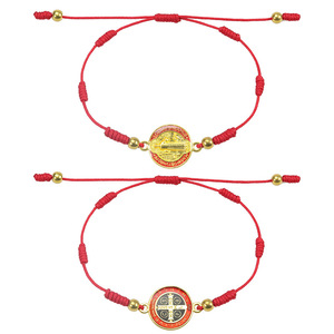 Pulsera Católica Tejida de Cuerda Roja de San Benito, Regalo Religioso, Pulsera de la Virgen María en Stock - Product Image 4