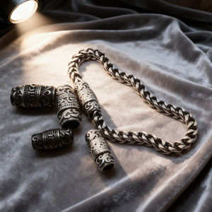 Bracelet à boucle magnétique en acier inoxydable, chaîne rétro, bijoux unisexes pour hommes et femmes, style européen américain, design moto - Product Image 3