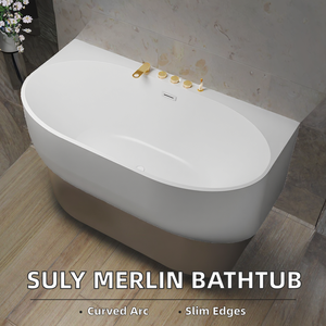 Suly Merlin Baignoire en acrylique autoportante de haute qualité Carré à bords étroits vers l'extérieur incurvé <span class=keywords><strong>Arc</strong></span> Forme Whirlpool Appartement Salle de bain - Product Image 2
