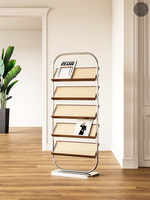 Porte-revues et journaux sur pied demi-cercle multi-niveaux en acier inoxydable personnalisable, style mi-siècle, petit format