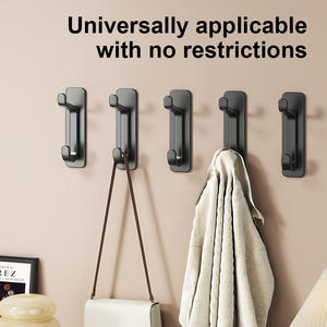 Crochets muraux rectangulaires noirs robustes, lot de 5, pour cuisine, salle de bain, porte, porte-manteau - Product Image 2