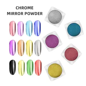 Nail Paint Solid Rose Gold Silver Chrome Coating Mirror Effect Pigment Mirror Powder In Plastic Jar