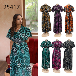 Vestido Túnica Elegante de Verano al por Mayor, Nuevo, Talla Grande, Cuello en V, Estampado, Manga Corta - Product Image 1