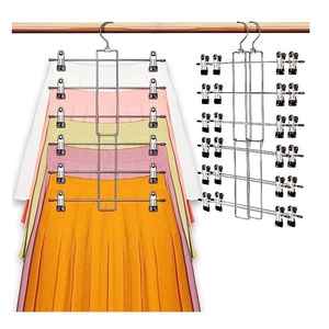 Nhiều Lớp Có Thể Gập Lại Kim Loại Quần Giá Hộ Gia Đình Quần Váy Đồ Lót Khăn Lưu Trữ 6 Lớp Móc Áo Với Clip - Product Image 3
