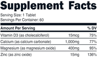 ONEHEALL Calcium Magnésium Zinc avec D3 Comprimés pour la santé immunitaire et digestive des adultes Sans gluten 60 comprimés