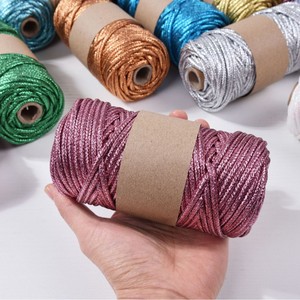 <span class=keywords><strong>Cordon</strong></span> en macramé tressé métallique 5 mm or et argent, corde souple couleur <span class=keywords><strong>champagne</strong></span> pour la fabrication de bijoux, le crochet et le tricot - Product Image 1