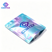 Sacs Mylar personnalisés holographiques en stock, découpés sur mesure, pour emballage de biscuits 1g, 2g, 3.5g