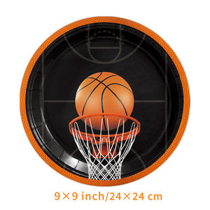 JIALIN Fournitures de fête d'<span class=keywords><strong>anniversaire</strong></span> de basket-ball noir avec fournitures de fête pour adultes assiettes en papier jetables - Product Image 3