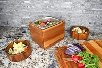 Comptoir de cuisine de salle de bains, grand, en acier inoxydable, avec couvercle, anti-odeur de rouille, boîte en bambou en bois d'acacia