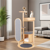 Arbre à chat moderne en bois avec maisonnette, grande planche à gratter en sisal, perchoir en fourrure, mobilier d'intérieur pour chatons