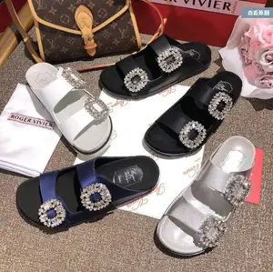 Sandals Fashion New Women Summer Autumn Slippers Rhinestone Buckle Hollow Out Ladies Sandals Outside Beach Flats Female