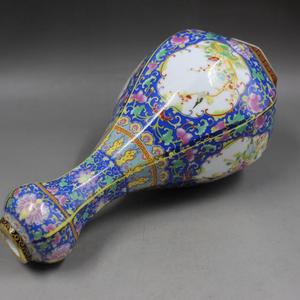 Qing <span class=keywords><strong>Yong</strong></span> Zheng แจกันเซรามิกโบราณ,แจกันโบราณเคลือบสีฟ้าทรงหกเหลี่ยมลายครามคอลเลกชันโบราณ - Product Image 3