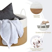Grand panier de rangement décoratif moderne en corde de coton avec poignées, écologique, pour couvertures, emballage personnalisable