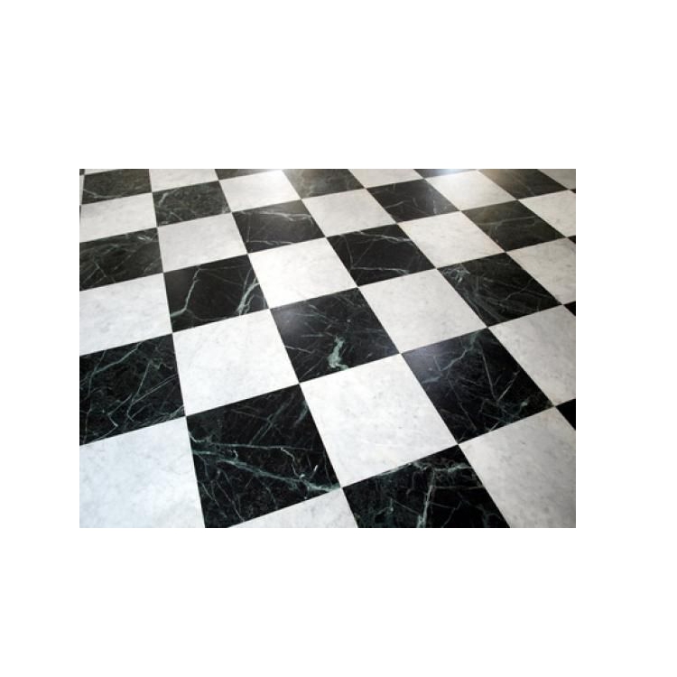 White Marble And Black Marble Checker Flooring Tiles