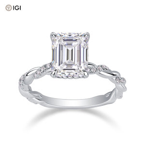 <span class=keywords><strong>Bague</strong></span> de fiançailles de luxe en diamant de laboratoire taille émeraude 3,2 carats <span class=keywords><strong>D</strong></span> VVS1, en argent 925 avec tige torsadée, certifiée IGI, pour demande en <span class=keywords><strong>mariage</strong></span> - Product Image 1