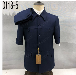 Costume <span class=keywords><strong>Homme</strong></span> Élégant 2025 avec <span class=keywords><strong>Manteau</strong></span> Ajusté et Pantalon Court à Devant Plat en Worsted, Fermeture Simple pour l'Été - Product Image 5