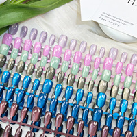Faux ongles autocollants prédécoupés, courts, couleur unie, style doux, effet œil de chat, détachables, pour la vente en gros
