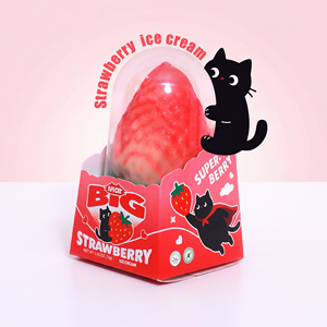 Gelato Virale PoPI CAT all'Ingrosso, Gelato alla Frutta a Forma di Fragola 3D Esotico, Confezione da 2,65 OZ - Product Image 1