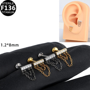 Boucles d'oreilles clous en titane stérile F136 avec zircon pour piercing du cartilage et des lèvres, bijoux unisexes, cadeau - Product Image 2