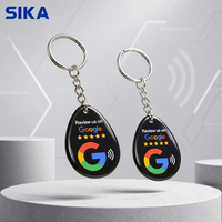 Porte-clés NFC personnalisé en résine époxy SIKA, carte NFC pour avis Google, porte-clés pour le partage sur les réseaux sociaux
