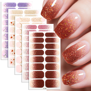 Autocollants pour ongles vegan à paillettes dégradées, auto-adhésifs, non toxiques, en ruban, 3D, effet pierres précieuses, pour nail art - Product Image 1