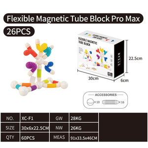 Jouets éducatifs magnétiques en plastique multicolores DIY Montessori, bâtonnets, billes, blocs, ensemble de construction de modèles, enfants de 5 à 7 ans, aimants - Product Image 5