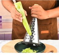 Râpe à fromage et légumes en acier inoxydable conique à 3 faces, râpe à parmesan, ustensiles de cuisine