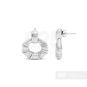 Terrific Quality Fluted Geometric Diameter 4.0mm <b>Stud</b> <b>Earrings</b> 925 Sterling Silver - Product Image 2