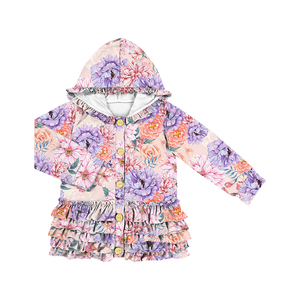 Sudaderas con Botones de Flores para Niñas, Mangas Largas, Chaquetas con Volantes para Otoño, Abrigos y Prendas Exteriores de Boutique para Niñas, Venta al por Mayor - Product Image 1
