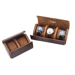 Custom Logo Factory Manufacturer's Retro <b>Watch</b> Roll Crazy Horse Leather Travel <b>Watch</b> for Couples Made High Leather - Product Image 4