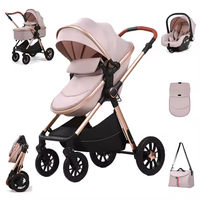 Poussette Kidilo bidirectionnelle tout-terrain 3-en-1 multifonctionnelle pliable avec amortisseur pour nouveau-né, en tissu lin pour enfants