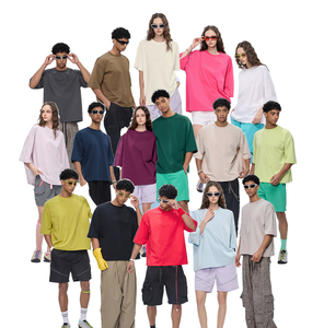 Custom Logo Boxy Fitting Men's <b>Tshirt</b> <b>Polyester</b> Cotton 240gsm T Shirt O-Neck Drop Shoulder Oversized Streetwear T-Shirts for Men - Product Image 2