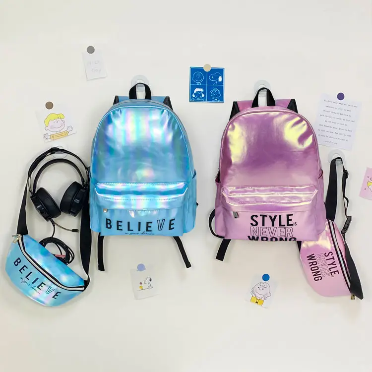 Fashion waterproof pink PU leather hydration school bags kids backpacks custom children's backpacking backpack