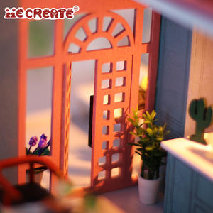 IIECREATE K-034 rose café Miniature pour Kits <span class=keywords><strong>de</strong></span> <span class=keywords><strong>maison</strong></span> <span class=keywords><strong>de</strong></span> poupée bricolage assembler <span class=keywords><strong>maison</strong></span> en bois avec jouet léger pour les filles - Product Image 5