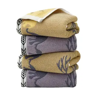 Мягкие полотенца для лица с высокой впитывающей способностью, небольшая оптовая продажа, окрашенная пряжа, впитывающее жаккардовое полотенце для дома