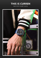 Montre-bracelet décontractée à quartz étanche avec calendrier et chronographe pour homme, bracelet en silicone personnalisé, vente en gros, modèle Curren 8443