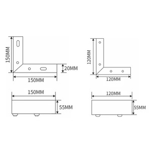 Wansheng <b>Furniture</b> <b>Leg</b> 150x55mm L-Shaped Stainless Steel Light Luxury Sofa Bedside Table Hardware - Product Image 1