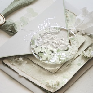 Luxury Fine Art <b>Wedding</b> Invitation <b>Suite</b> Handmade Deckle Edge Cotton Paper Watercolor Floral Wax Seal Chiffon Ribbon Custom - Product Image 2