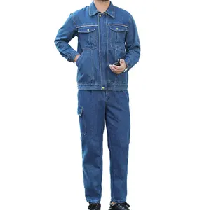 Универсальный джинсовый костюм для мужчин и женщин, может быть изготовлен на заказ с поддержкой логотипа, износостойкая рабочая одежда, рабочая зона, рабочая одежда un