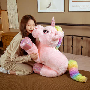 Boneka hewan lembut Unicorn, mainan Unicorn mewah lucu baru katun PP bantal tidur nyaman hadiah ulang tahun untuk pesta anak perempuan - Product Image 2