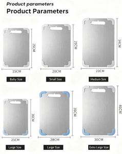Planche à découper créative en acier inoxydable, coins en silicone antidérapants, passe au lave-vaisselle, légère, pour hacher les légumes - Product Image 2