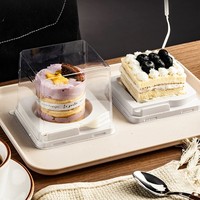 Boîtes à gâteaux rectangulaires transparentes en PET blanc, contenants d'emballage en plastique transparent, pour desserts, aliments, boulangerie