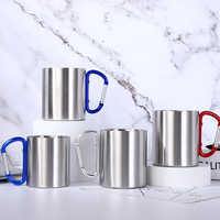 Tasse à café en acier inoxydable, gobelet de camping avec poignée mousqueton
