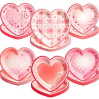 Assiettes en papier jetables à thème cœur pour la Saint-Valentin, 24 pièces, vaisselle, décoration de table romantique pour anniversaire, confession, dessert