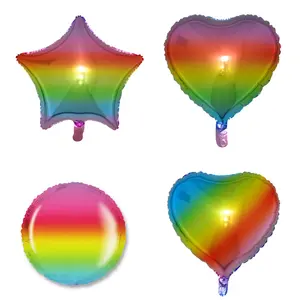 Custom Promotional Globos 18inches Heart Shaped Rainbow Balloons Wedding Party Decor 19'' Round Shaped Foil Balloons