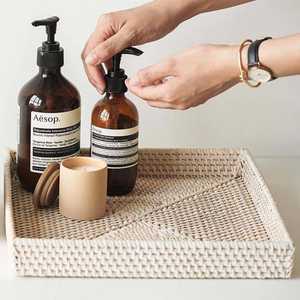 Bandeja de mimbre redonda tejida con asas, bandeja otomana para desayuno, bebidas, aperitivos para mesa de centro, decoración para el hogar - Product Image 4