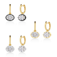 Boucles d'oreilles pendantes ovales en plaqué or avec zircon cubique, bijoux de luxe pour femmes
